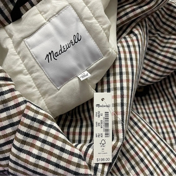 NWT Madewell Fall 2021 Padded Jacket in Plaid Antique Cream size XS NB250 - Picture 2 of 12